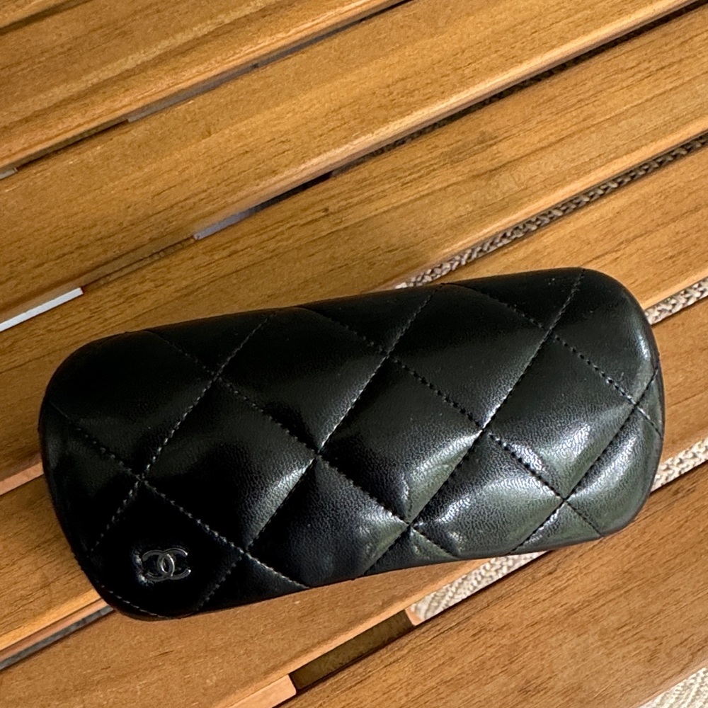 CHANEL Black Quilted Glasses Case